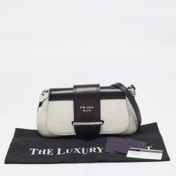 Prada Black/White City Calf Leather Sidonie Shoulder Bag