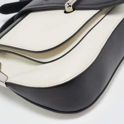Prada Black/White City Calf Leather Sidonie Shoulder Bag