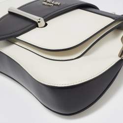 Prada Black/White City Calf Leather Sidonie Shoulder Bag