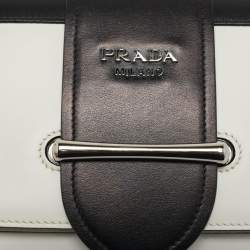 Prada Black/White City Calf Leather Sidonie Shoulder Bag