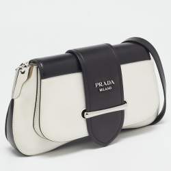 Prada Black/White City Calf Leather Sidonie Shoulder Bag