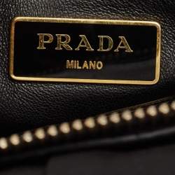 Pre Owned Prada Black Nylon and Leather Gaufre Tote