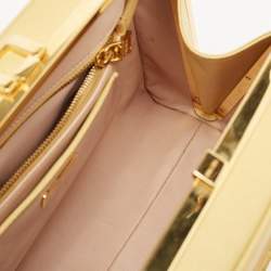 Pre Owned Prada Yellow Saffiano Lux Leather Pyramid Frame Satchel