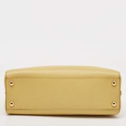 Pre Owned Prada Yellow Saffiano Lux Leather Pyramid Frame Satchel
