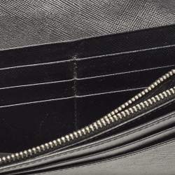 Pre Owned Prada Black Saffiano Leather Crystals Embellished Continental Wallet