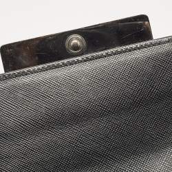 Pre Owned Prada Black Saffiano Leather Crystals Embellished Continental Wallet