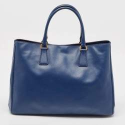 Pre Owned Prada Blue Saffiano Lux Leather Large Gardener's Tote