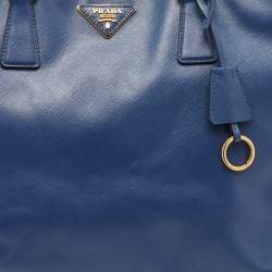 Pre Owned Prada Blue Saffiano Lux Leather Large Gardener's Tote