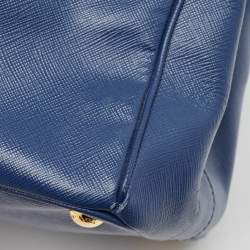 Pre Owned Prada Blue Saffiano Lux Leather Large Gardener's Tote