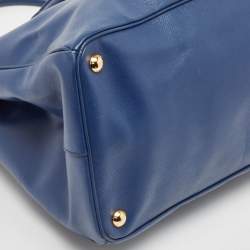 Pre Owned Prada Blue Saffiano Lux Leather Large Gardener's Tote