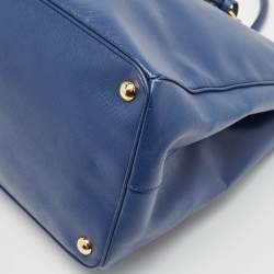 Pre Owned Prada Blue Saffiano Lux Leather Large Gardener's Tote