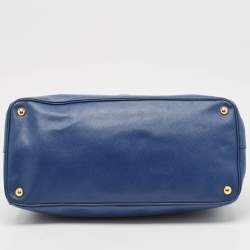 Pre Owned Prada Blue Saffiano Lux Leather Large Gardener's Tote