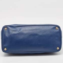 Pre Owned Prada Blue Saffiano Lux Leather Large Gardener's Tote