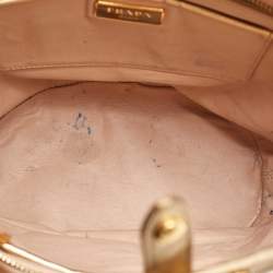 Prada Metallic Gold Saffiano Vernice Leather Studded Satchel