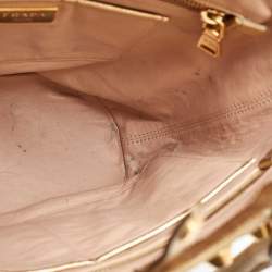 Prada Metallic Gold Saffiano Vernice Leather Studded Satchel