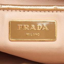 Prada Metallic Gold Saffiano Vernice Leather Studded Satchel