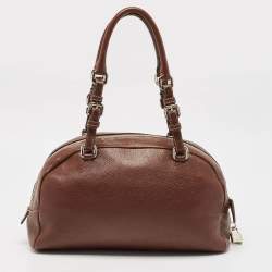 Prada Dark Brown Leather Bauletto Bag