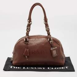 Prada Dark Brown Leather Bauletto Bag
