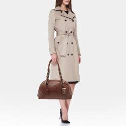 Prada Dark Brown Leather Bauletto Bag