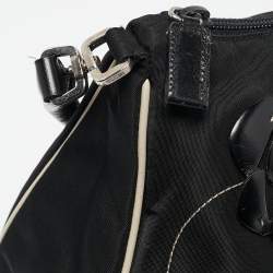 Pre Owned Prada Black Tessuto Fiori Flower Shoulder Bag