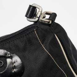 Pre Owned Prada Black Tessuto Fiori Flower Shoulder Bag