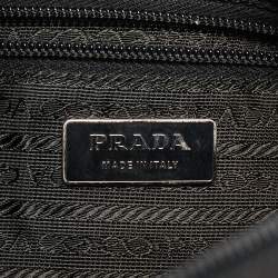 Pre Owned Prada Black Tessuto Fiori Flower Shoulder Bag