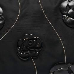 Pre Owned Prada Black Tessuto Fiori Flower Shoulder Bag
