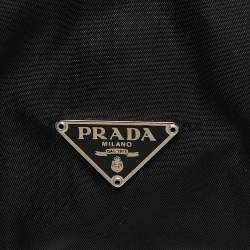 Pre Owned Prada Black Tessuto Fiori Flower Shoulder Bag