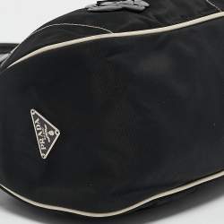 Pre Owned Prada Black Tessuto Fiori Flower Shoulder Bag