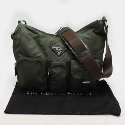 Prada Olive Green Nylon Front Pocket Shoulder Bag