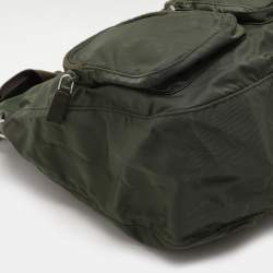 Prada Olive Green Nylon Front Pocket Shoulder Bag