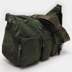 Prada Olive Green Nylon Front Pocket Shoulder Bag
