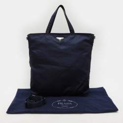 Prada Navy Blue Nylon Top Zip Tote