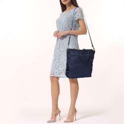 Prada Navy Blue Nylon Top Zip Tote