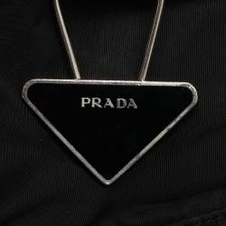 Prada Black Saffiano Leather and Nylon Triangle Logo Duffel Bag