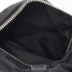 Prada Black Saffiano Leather and Nylon Triangle Logo Duffel Bag