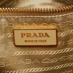 Pre Owned Prada Gold Leather Vitello Daino Side Pocket Shoulder Bag