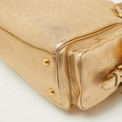 Pre Owned Prada Gold Leather Vitello Daino Side Pocket Shoulder Bag