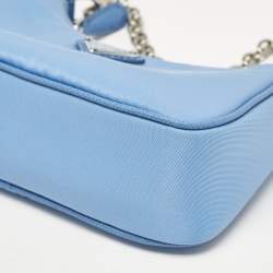 Prada Blue Tessuto Nylon Mini Re-Edition Shoulder Bag