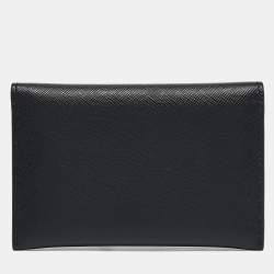 Prada Black Saffiano Metal Leather Card Case