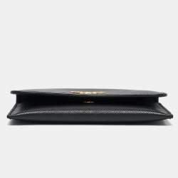 Prada Black Saffiano Metal Leather Card Case