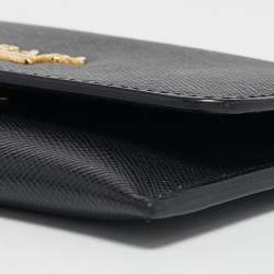 Prada Black Saffiano Metal Leather Card Case