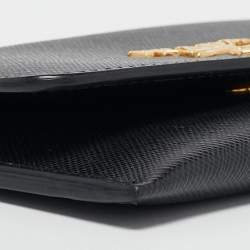 Prada Black Saffiano Metal Leather Card Case