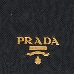 Prada Black Saffiano Metal Leather Card Case