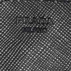 Prada Black Saffiano Metal Leather Card Case