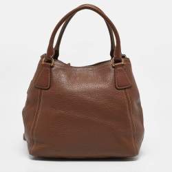 Pre Owned Prada Brown Vitello Danio Leather Tote