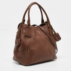 Pre Owned Prada Brown Vitello Danio Leather Tote