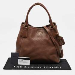 Pre Owned Prada Brown Vitello Danio Leather Tote