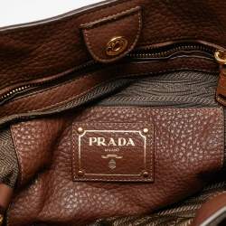 Pre Owned Prada Brown Vitello Danio Leather Tote