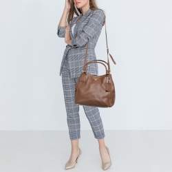 Pre Owned Prada Brown Vitello Danio Leather Tote